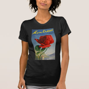 T-shirt Montreux vintage Rose rouge Suisse Lac Léman