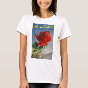 T-shirt Montreux vintage Rose rouge Suisse Lac Léman