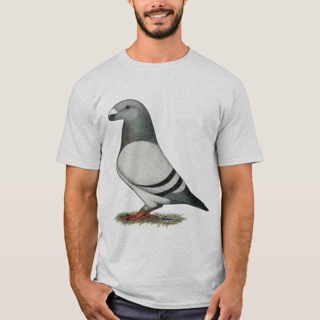 T-shirt Montrez à coureur le pigeon bleu de barre (Devant)