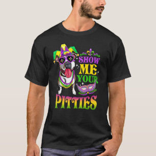 T-shirt Montrez-Moi Vos Pitties À Dog Love Mardi Gras Pitb