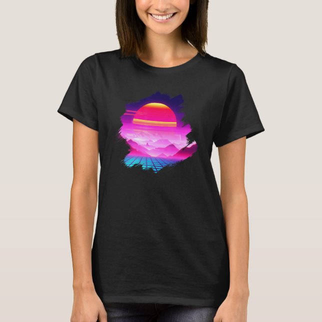 T-shirt Monts de grille Coucher de soleil sur Canyon Synth (Devant)
