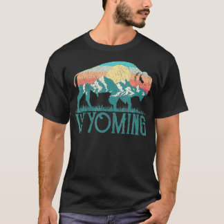 T-shirt Monts rétro de Bison Buffalo WY Wyoming