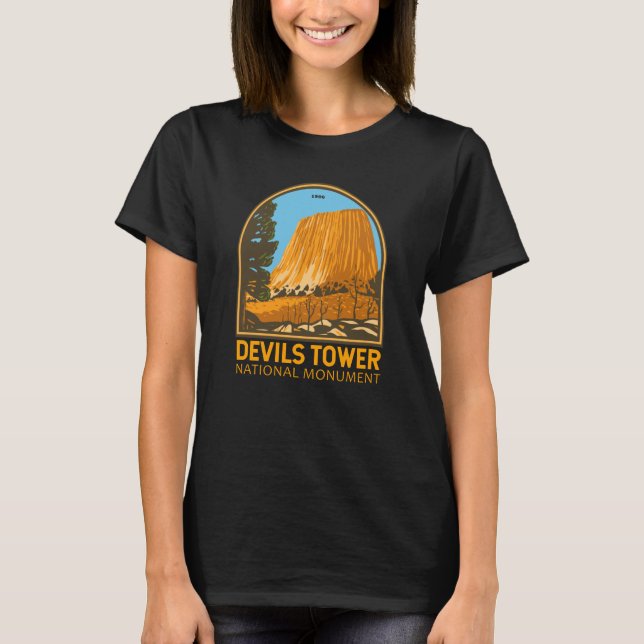 T-shirt Monument national de la tour Devils Wyoming Emblem (Devant)
