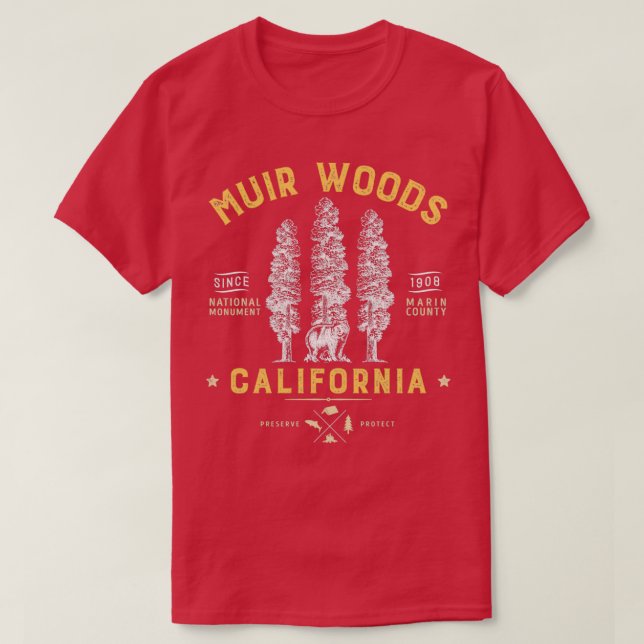 T-shirt Monument national de Muir Woods California Redwood (Design devant)