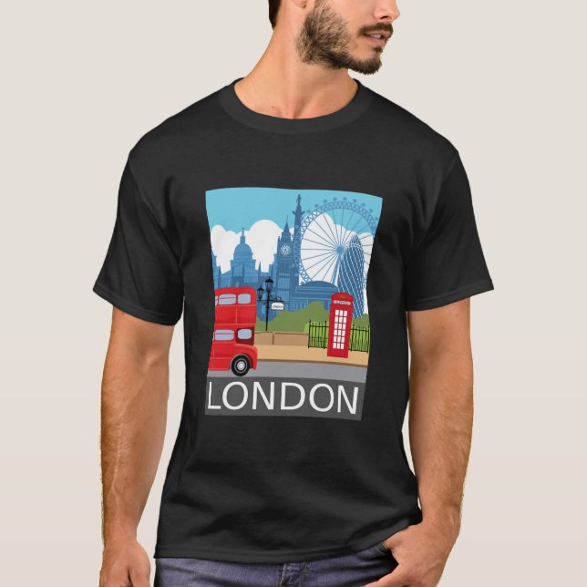 T-shirt Monuments du paysage urbain rétro de Londres (Devant)