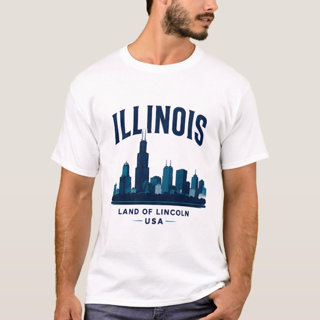 T-shirt Monuments emblématiques de l'Illinois (Devant)