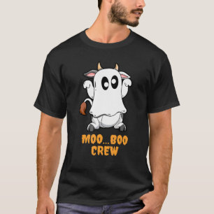T-shirt Moo... Boo Crew Ghost Boo Cow Farmer Kids Costume