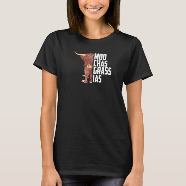T-shirt Moo Chas Grass Ias Highland Cattle (Devant)
