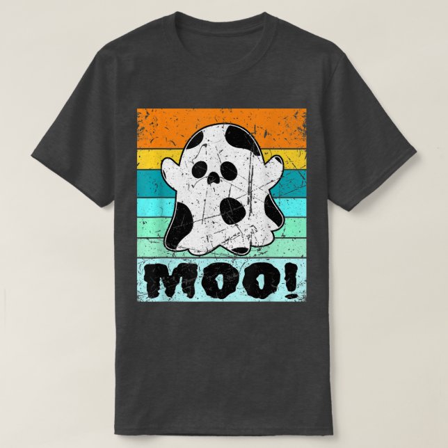 T-shirt Moo Cow Print For Men Women Kids Halloween Clothes (Design devant)