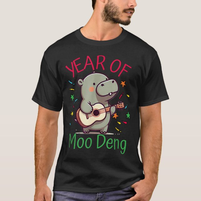T-shirt Moo Deng Is A Pygmy Hip Happy New Year Funny  (Devant)