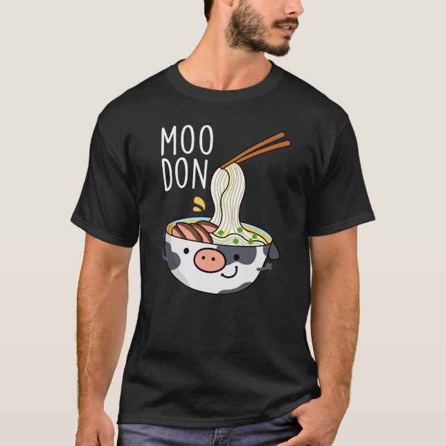 T-shirt Moo-don Funny Udon Pun Dark BG (Devant)