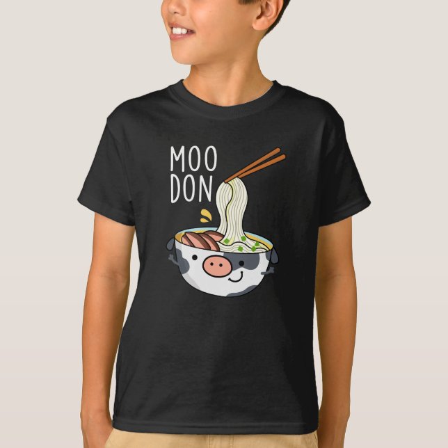 T-shirt Moo-don Funny Udon Pun Fond sombre (Devant)