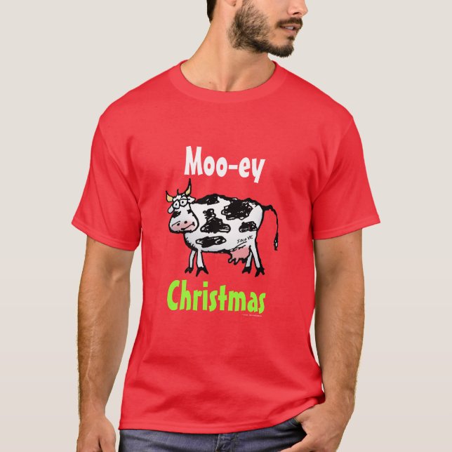 T-shirt Moo-ey Noël Cartoon Vache (Devant)