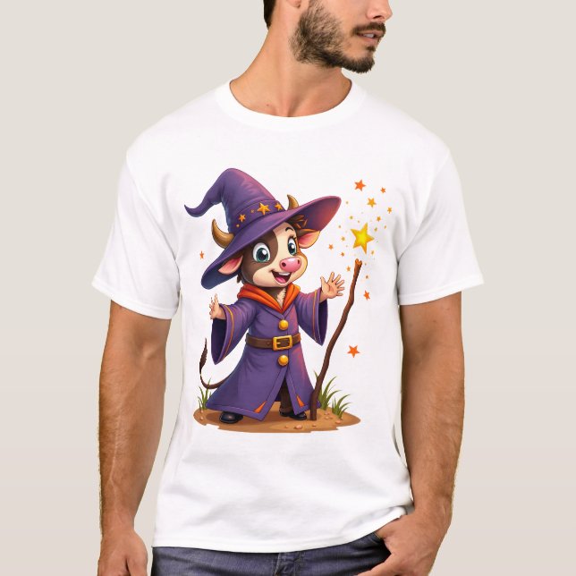 T-shirt Moo-Gician la sorcière vache (Devant)