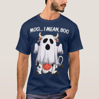 T-shirt Moo I Mean Boo Ghost Cow drôle Halloween hommes fe