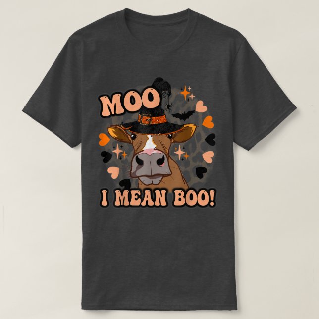T-shirt Moo Je veux dire bol mignon vache d'Halloween oues (Design devant)