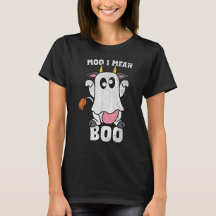T-shirt Moo Je Veux Dire Boo Ghost Cow Halloween Cow Fameu