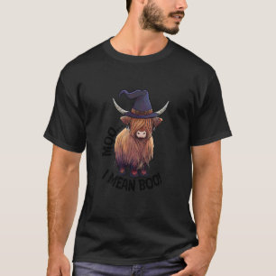 T-shirt Moo je veux dire Boo Halloween Highland Cow Sorciè