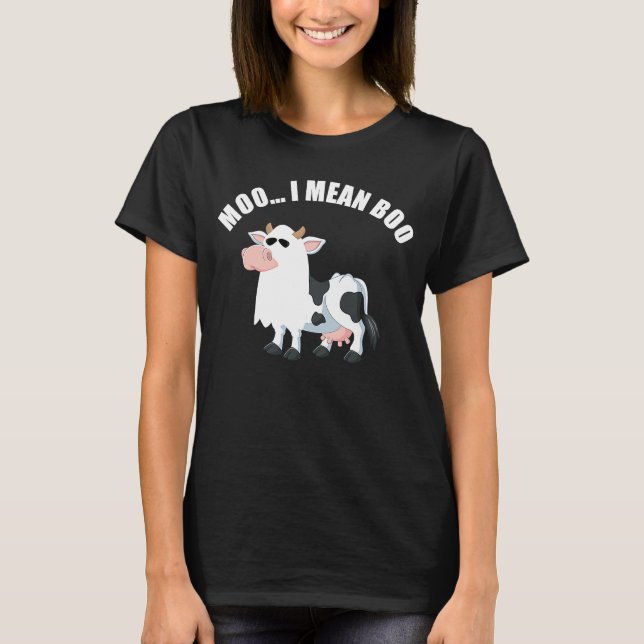 T-shirt Moo Je veux dire bow cow halloween (Devant)