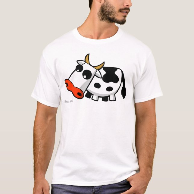 T-shirt MOO la vache noire et blanche (Devant)