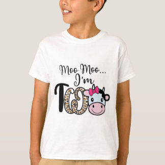 T-shirt Moo Moo Je suis deux Vache mignonne 2e anniversair