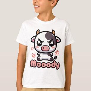 T-shirt Moody ! Caricature de chignon de vache en colère m