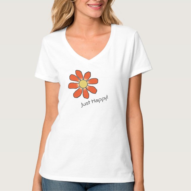 T-shirt Moody Just Happy Graphic Fleur rouge toutes les co (Devant)