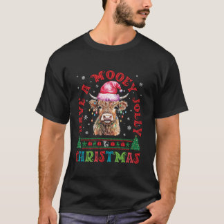 T-shirt Mooey Jolly Noël Scottish Highland Cow Family