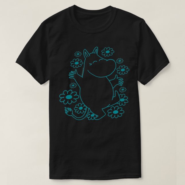 T-shirt Moomins Floral Blue Moomin Premium  (Design devant)