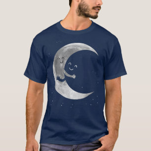 T-shirt Moon and the Space Cute Artwork of Hugging Moon Sm