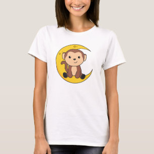 T-shirt Moon Animaux Singe Animaux sucrés Singe pour enfan