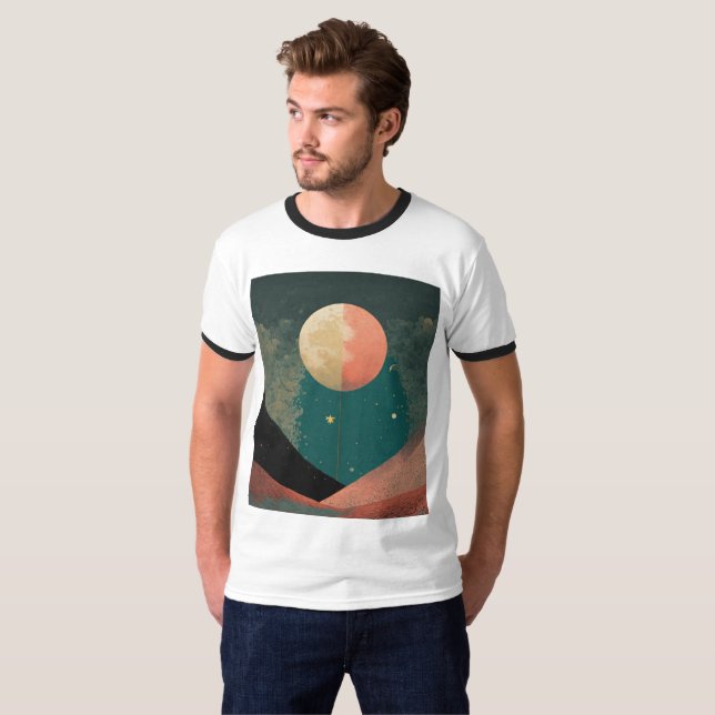 T-shirt Moon demi-ton Design Tee (Devant entier)