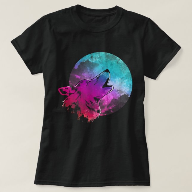 T-shirt Moon Howling Faune Forêt Animal Predator Couleur (Design devant)