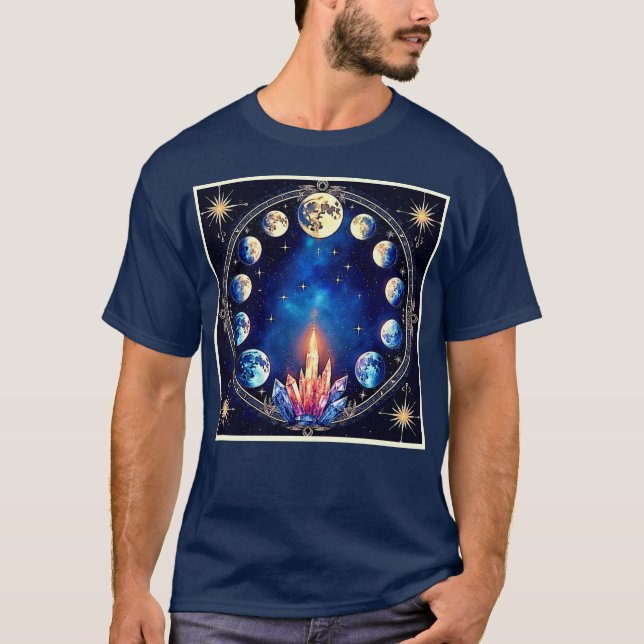 T-shirt Moon Phases Crystal Cosmos (Devant)