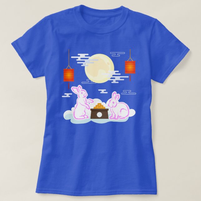T-shirt Moon Rabbit Mooncake Nuages Mooncake Festival à la (Design devant)