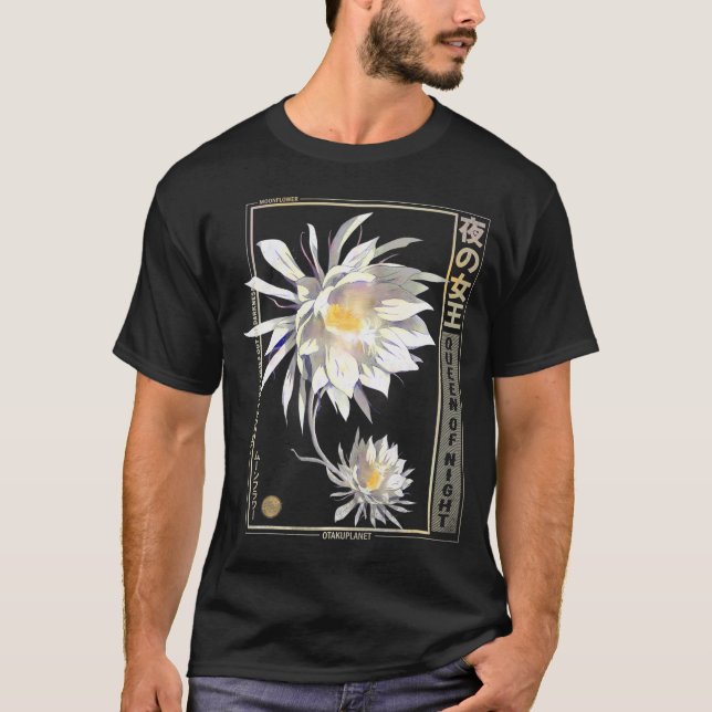 T-shirt Moonflower Anime En Japonais Vaporwave Anime Flowe (Devant)