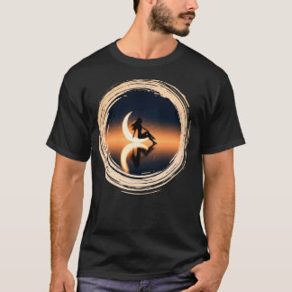 T-shirt Moonlight Muse–Celestial Woman with Crescent Moon