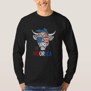 T-shirt Moorica Highland Cow 4 juillet Design Usa Patrio