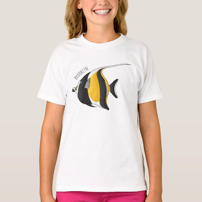T-shirt Moorish idol fish cartoon illustration  (Devant)