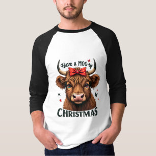 T-shirt Moory Christmas adorable vache portant Père Noël