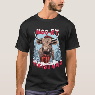 T-shirt Moory Christmas - Highland Cow Lover Noël