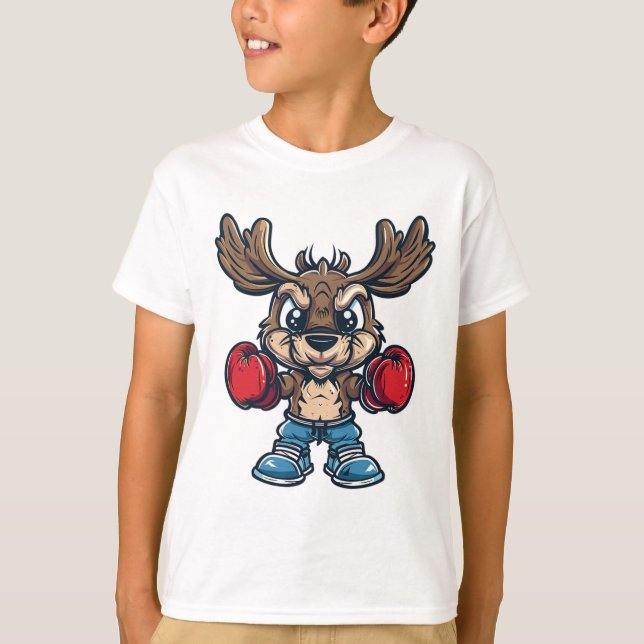 T-shirt Moose de boxe mignon  (Devant)
