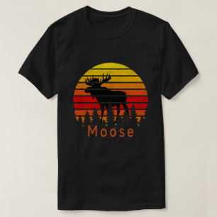 T-shirt Moose de coucher de soleil rétro