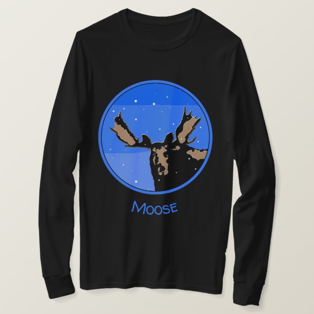 T-shirt Moose en hiver - Art original de la faune (Design devant)