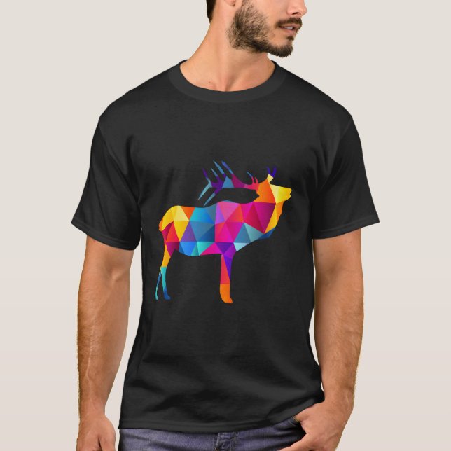 T-shirt Moose géométrique Moose polygonale basse polygone (Devant)