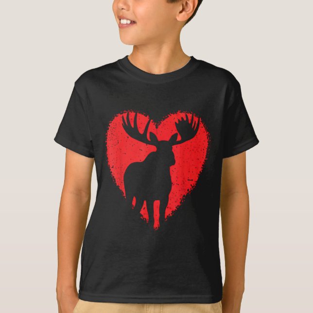 T-shirt Moose Lover Valentines Day Cute Red Heart Wild Ani (Devant)