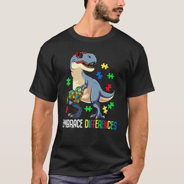 T-shirt Morceau de dinosaure Sensibilisation à l'autisme E (Devant)