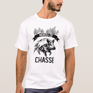 T-shirt Mordu De Chasse, Sanglier, Chasseur