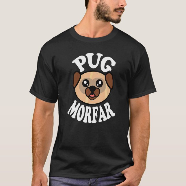 T-shirt Morfar Pug Mignon Hommes (Devant)