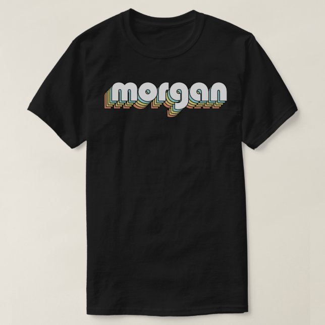 T-shirt Morgan Retro Rainbow Typographie style défraîchi (Design devant)